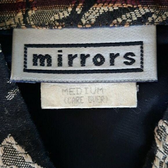 Vtg 80's Vest Artsy Tang Suit Mandarin Jacquard Metallic Fleur De Lis Tunic Sz M - Picture 3 of 8